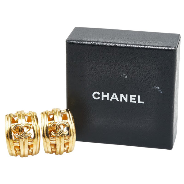 シャネル ヴィンテージ ココマーク 網目 モチーフ ハーフフープ イヤリング ゴールド メッキ レディース CHANEL 【中古】