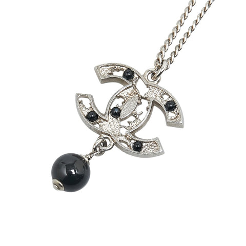 シャネル ココマーク ネックレス シルバー ブラック メタル レディース CHANEL 【中古】