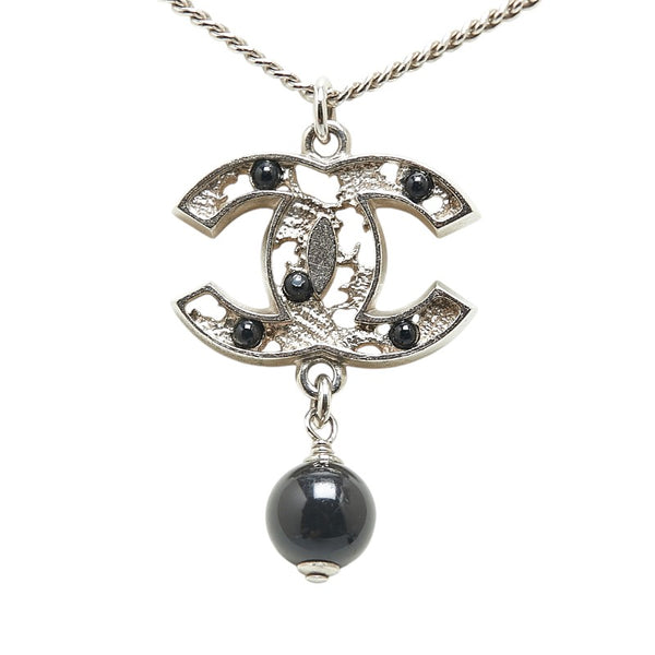 シャネル ココマーク ネックレス シルバー ブラック メタル レディース CHANEL 【中古】