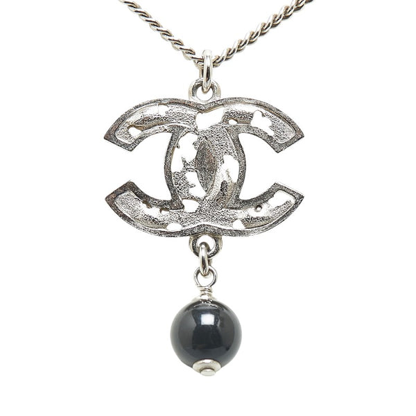シャネル ココマーク ネックレス シルバー ブラック メタル レディース CHANEL 【中古】