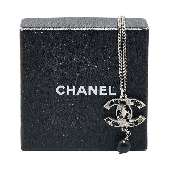 シャネル ココマーク ネックレス シルバー ブラック メタル レディース CHANEL 【中古】