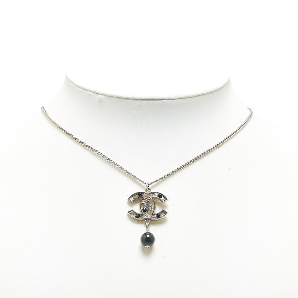 シャネル ココマーク ネックレス シルバー ブラック メタル レディース CHANEL 【中古】