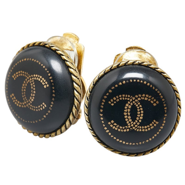 シャネル ヴィンテージ ココマーク イヤリング ゴールド ブラック メッキ レディース CHANEL 【中古】