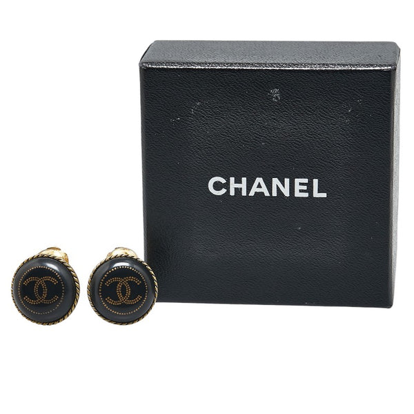 シャネル ヴィンテージ ココマーク イヤリング ゴールド ブラック メッキ レディース CHANEL 【中古】