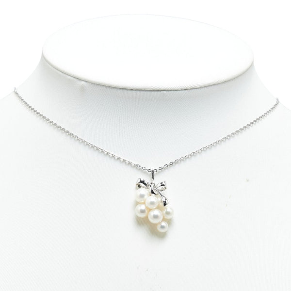 ミキモト 葡萄 ブドウ リボン モチーフ ネックレス イヤリング セット SV925 シルバー パール レディース MIKIMOTO 【中古】
