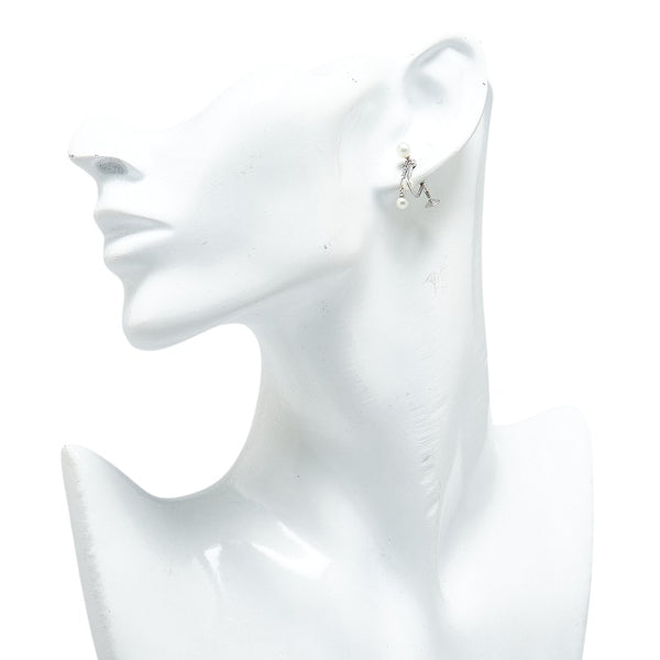 ミキモト 葡萄 ブドウ リボン モチーフ ネックレス イヤリング セット SV925 シルバー パール レディース MIKIMOTO 【中古】