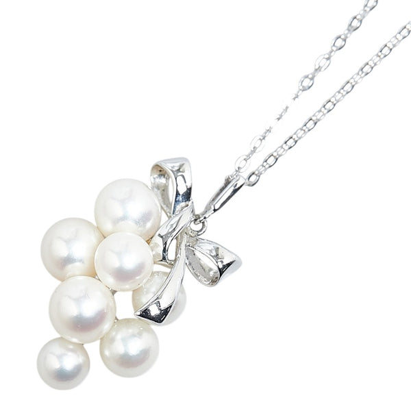 ミキモト 葡萄 ブドウ リボン モチーフ ネックレス イヤリング セット SV925 シルバー パール レディース MIKIMOTO 【中古】