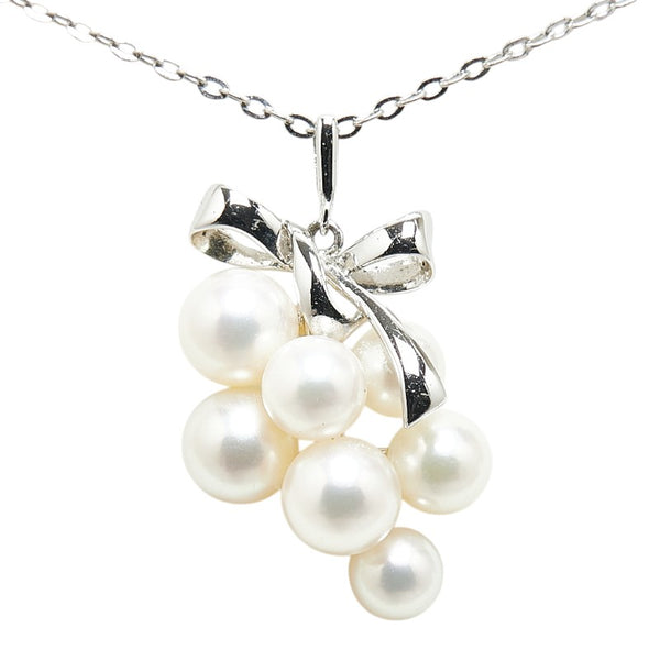 ミキモト 葡萄 ブドウ リボン モチーフ ネックレス イヤリング セット SV925 シルバー パール レディース MIKIMOTO 【中古】