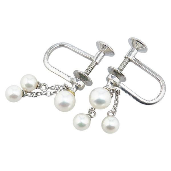 ミキモト 葡萄 ブドウ リボン モチーフ ネックレス イヤリング セット SV925 シルバー パール レディース MIKIMOTO 【中古】