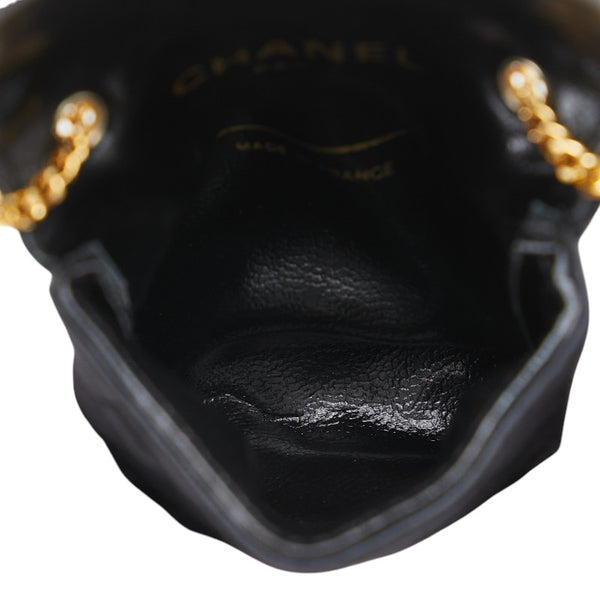 シャネル マトラッセ マイクロ ココマーク ミニ チェーン ショルダーバッグ ポーチ ブラック サテン レディース CHANEL 【中古】