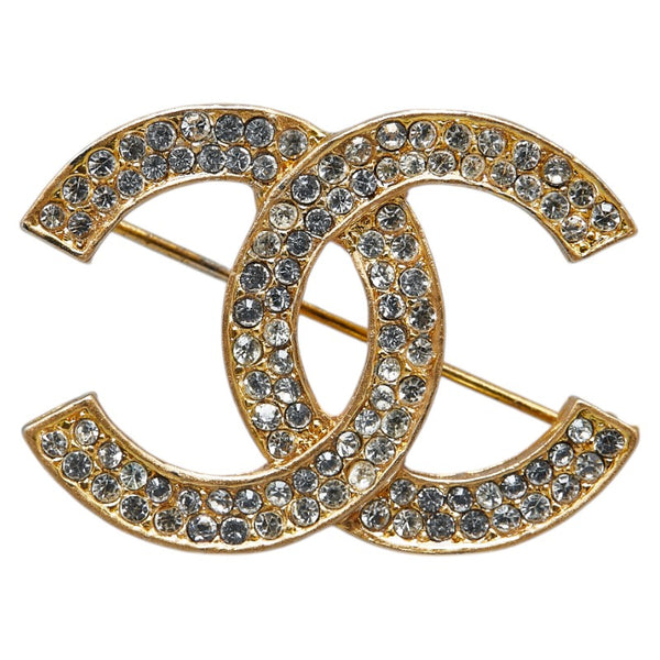 シャネル ココマーク ラインストーン ブローチ ゴールド メッキ レディース CHANEL 【中古】