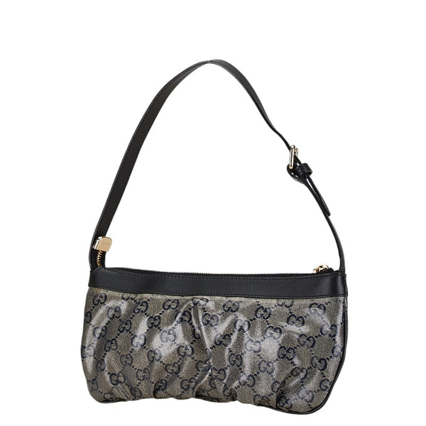 グッチ GGラメ GGスプリーム ポーチ ミニハンドバッグ 212122 ネイビー PVC レザー レディース GUCCI 【中古】