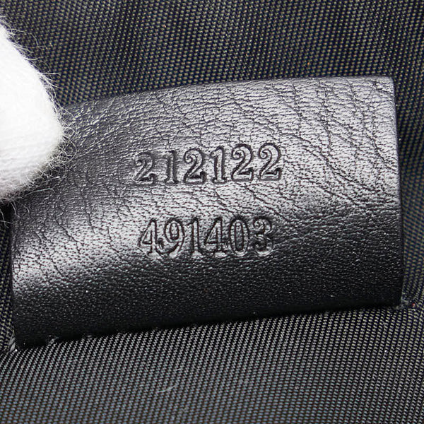 グッチ GGラメ GGスプリーム ポーチ ミニハンドバッグ 212122 ネイビー PVC レザー レディース GUCCI 【中古】