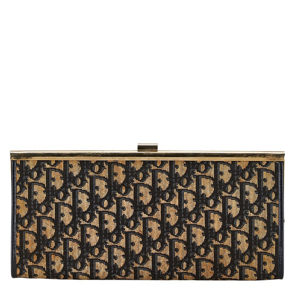ディオール トロッター セカンドバッグ クラッチバッグ ベージュ ネイビー キャンバス レザー レディース Dior 【中古】
