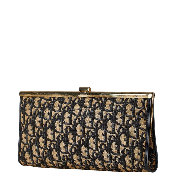 ディオール トロッター セカンドバッグ クラッチバッグ ベージュ ネイビー キャンバス レザー レディース Dior 【中古】
