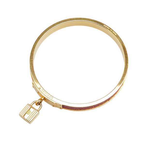 エルメス ケリー カデナ モチーフ バングル ゴールド レッド メッキ レザー レディース HERMES 【中古】