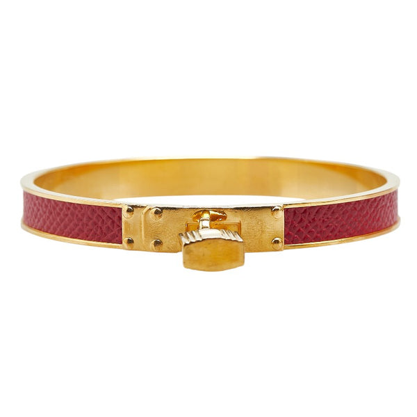 エルメス ケリー カデナ モチーフ バングル ゴールド レッド メッキ レザー レディース HERMES 【中古】