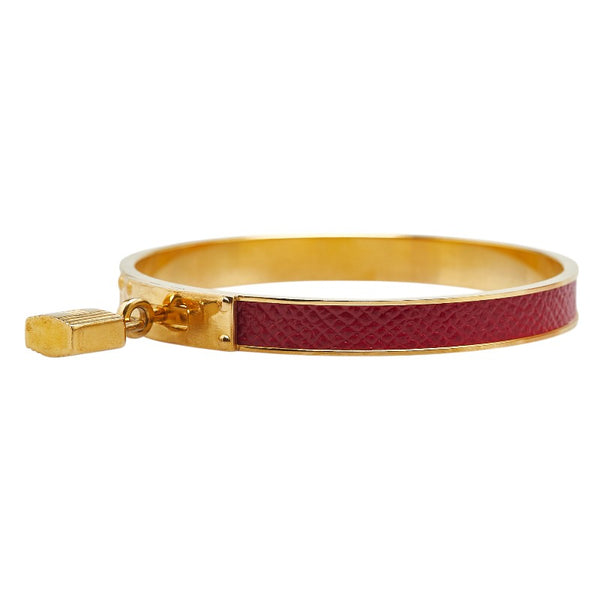 エルメス ケリー カデナ モチーフ バングル ゴールド レッド メッキ レザー レディース HERMES 【中古】