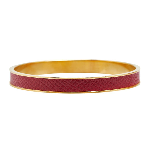 エルメス ケリー カデナ モチーフ バングル ゴールド レッド メッキ レザー レディース HERMES 【中古】