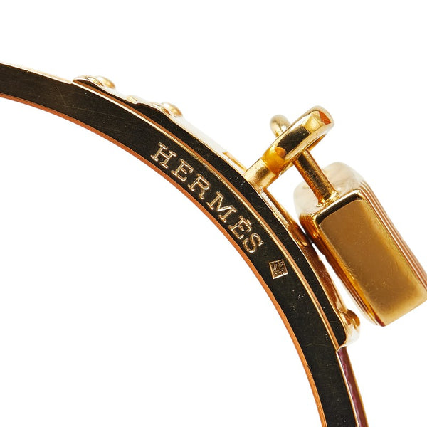 エルメス ケリー カデナ モチーフ バングル ゴールド レッド メッキ レザー レディース HERMES 【中古】