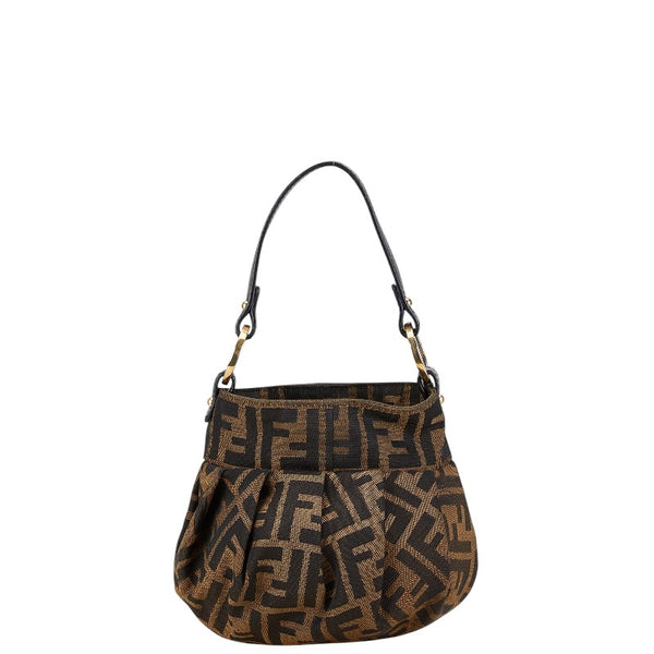 フェンディ ズッカ ミニハンドバッグ ブラウン ブラック キャンバス レザー レディース FENDI 【中古】