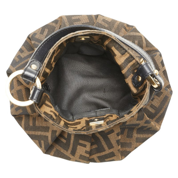 フェンディ ズッカ ミニハンドバッグ ブラウン ブラック キャンバス レザー レディース FENDI 【中古】