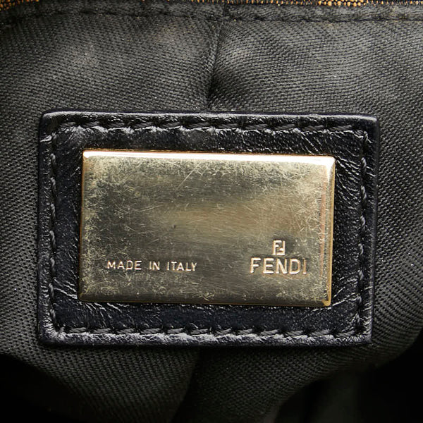 フェンディ ズッカ ミニハンドバッグ ブラウン ブラック キャンバス レザー レディース FENDI 【中古】