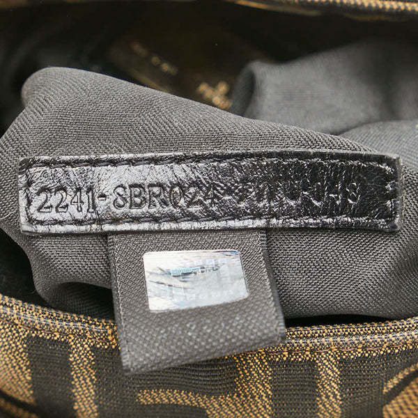 フェンディ ズッカ ミニハンドバッグ ブラウン ブラック キャンバス レザー レディース FENDI 【中古】