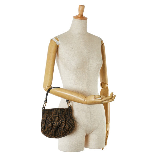 フェンディ ズッカ ミニハンドバッグ ブラウン ブラック キャンバス レザー レディース FENDI 【中古】