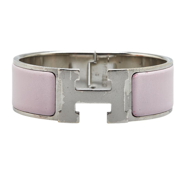 エルメス クリッククラックH GM バングル シルバー ピンク メタル レディース HERMES 【中古】