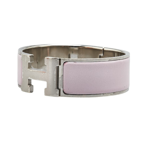 エルメス クリッククラックH GM バングル シルバー ピンク メタル レディース HERMES 【中古】