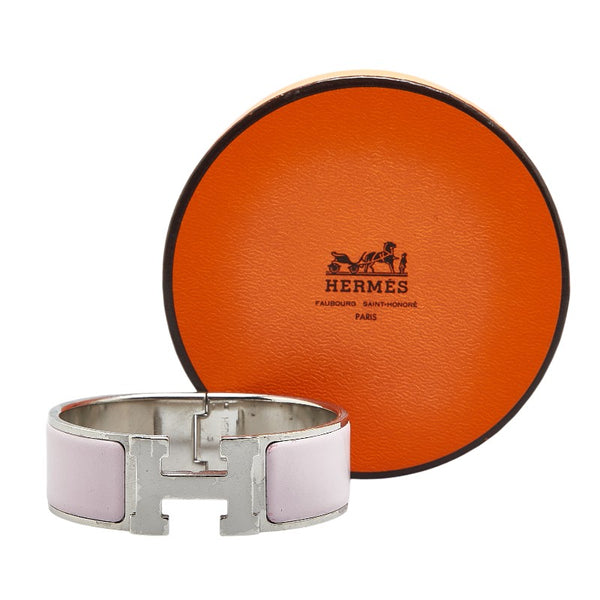 エルメス クリッククラックH GM バングル シルバー ピンク メタル レディース HERMES 【中古】
