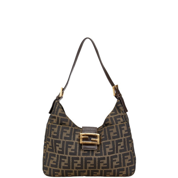 フェンディ ズッカ ワンショルダーバッグ ブラウン キャンバス レザー レディース FENDI 【中古】