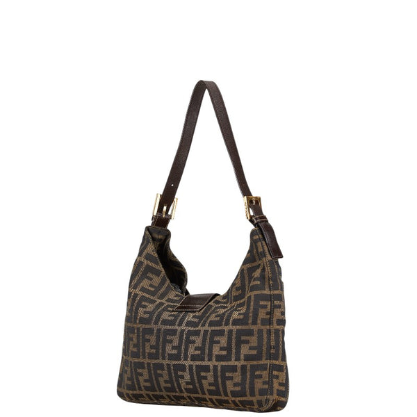 フェンディ ズッカ ワンショルダーバッグ ブラウン キャンバス レザー レディース FENDI 【中古】