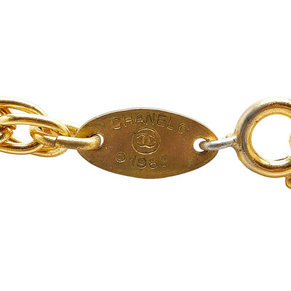 シャネル ココマーク フェイクパール チェーン ネックレス ゴールド メッキ レディース CHANEL 【中古】