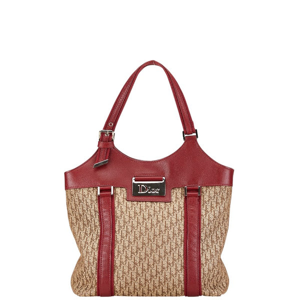 ディオール トロッター ストリートシック トートバッグ ベージュ レッド キャンバス レザー レディース Dior 【中古】