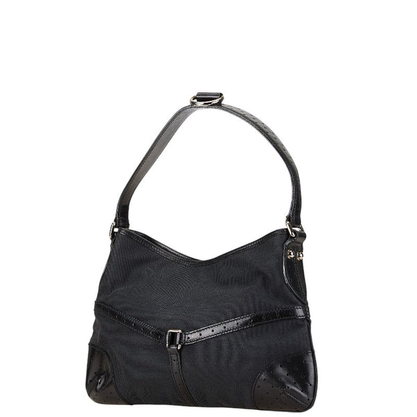 グッチ インターロッキングG ワンショルダーバッグ ハンドバッグ 114877 ブラック シルバー キャンバス レザー レディース GUCCI 【中古】