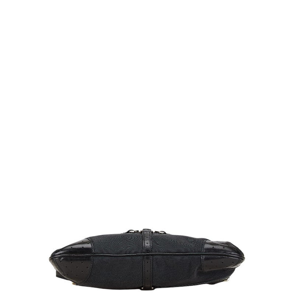 グッチ インターロッキングG ワンショルダーバッグ ハンドバッグ 114877 ブラック シルバー キャンバス レザー レディース GUCCI 【中古】