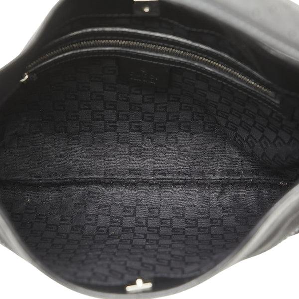 グッチ インターロッキングG ワンショルダーバッグ ハンドバッグ 114877 ブラック シルバー キャンバス レザー レディース GUCCI 【中古】