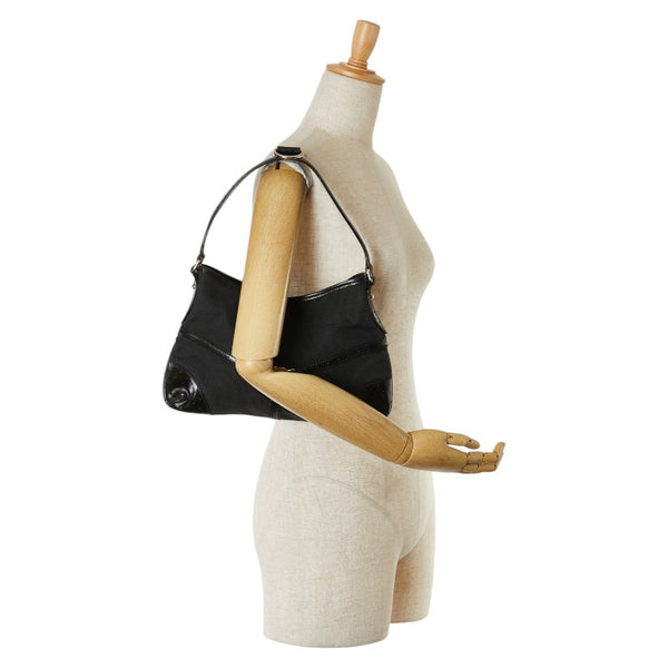 グッチ インターロッキングG ワンショルダーバッグ ハンドバッグ 114877 ブラック シルバー キャンバス レザー レディース GUCCI 【中古】