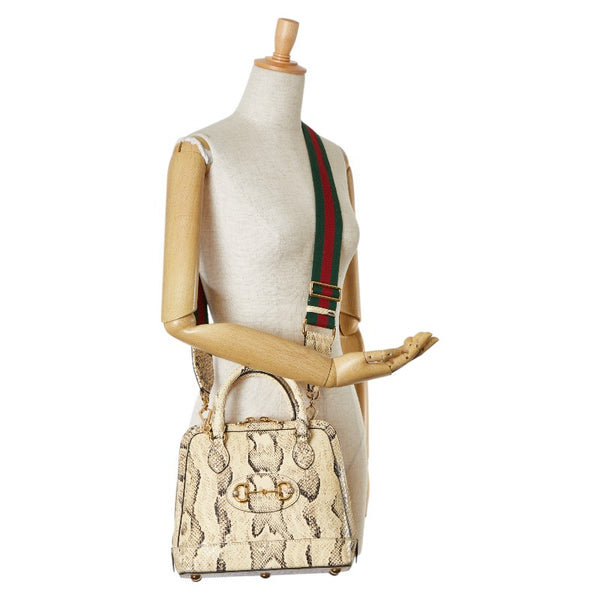 グッチ ホースビット シェリーライン ハンドバッグ ショルダーバッグ 2WAY 677367 ベージュ レザー レディース GUCCI 【中古】