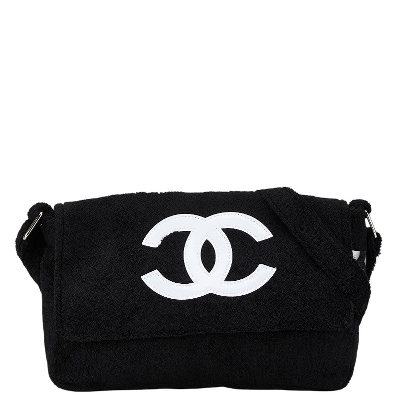 シャネル ココマーク ノベルティ 斜め掛け ショルダーバッグ ブラック ホワイト パイル レディース CHANEL 【中古】