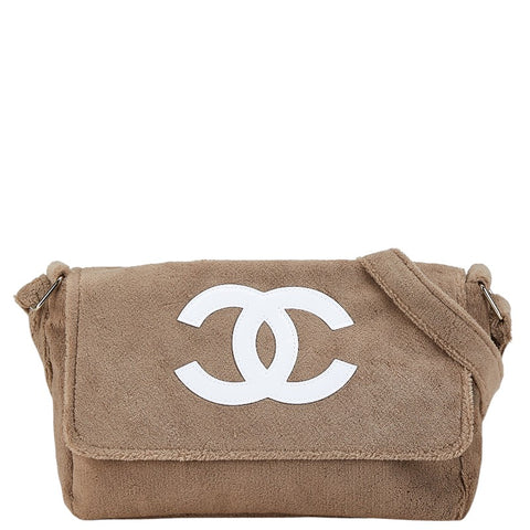 シャネル ココマーク ノベルティ 斜め掛け ショルダーバッグ ベージュ パイル レディース CHANEL 【中古】