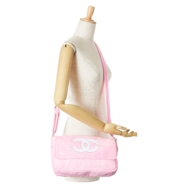 シャネル ココマーク ノベルティ 斜め掛け ショルダーバッグ ピンク パイル レディース CHANEL 【中古】