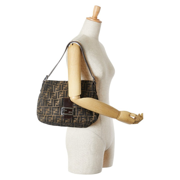 フェンディ ズッカ マンマバケット ワンショルダーバッグ ハンドバッグ 26325 ブラウン  キャンバス レザー レディース FENDI 【中古】
