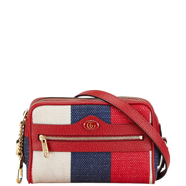 グッチ GGジャガード オフディア 斜め掛け ショルダーバッグ 517350 レッド ブルー レザー キャンバス レディース GUCCI 【中古】