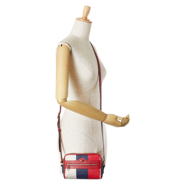 グッチ GGジャガード オフディア 斜め掛け ショルダーバッグ 517350 レッド ブルー レザー キャンバス レディース GUCCI 【中古】