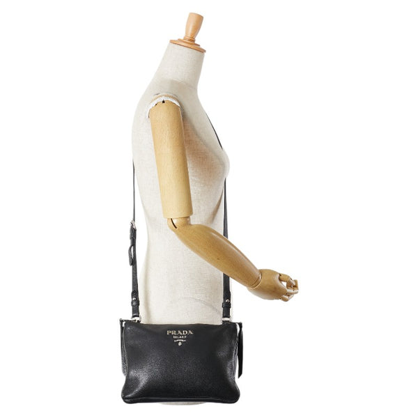 プラダ 斜め掛け ショルダーバッグ 1BHO46 ブラック レザー レディース PRADA 【中古】