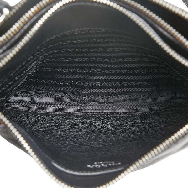 プラダ 斜め掛け ショルダーバッグ 1BHO46 ブラック レザー レディース PRADA 【中古】