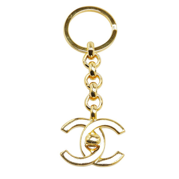 シャネル ヴィンテージ ココマーク ターンロック キーリング キーホルダー バッグチャーム ゴールド メッキ レディース CHANEL 【中古】